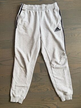 adidas Light Gray Jogger Pants with Black Side Stripes